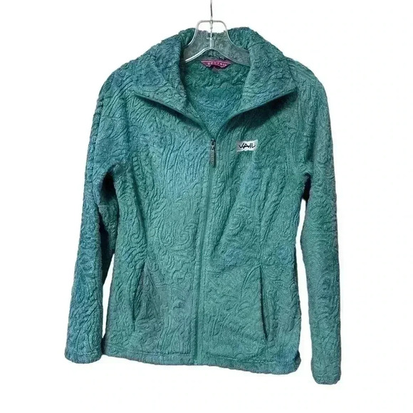 Women’s Teal Soybu Fuzzy Fleece Jacket Vail Logo Size Small - Picture 1 of 3